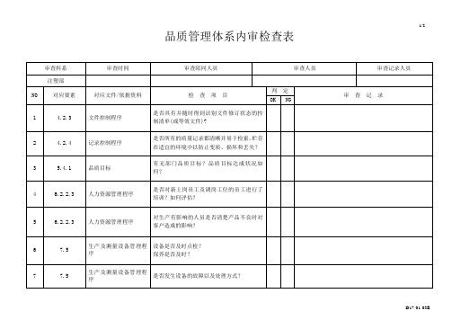 C 注塑检查表