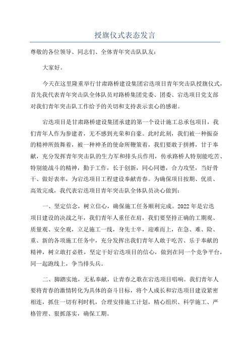 授旗仪式表态发言