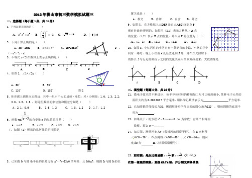 2012年佛山市初三数学模拟试题三.doc