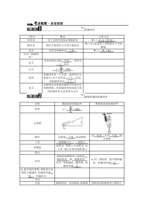 2019中考物理复习考点梳理：第14讲 机械效率 -精编