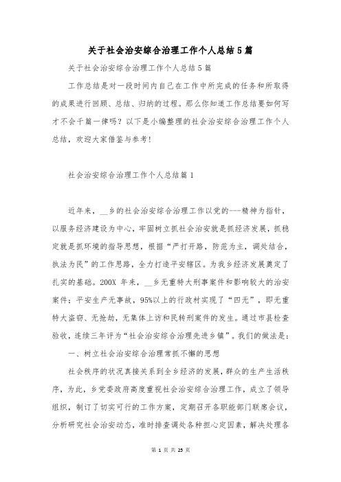 关于社会治安综合治理工作个人总结5篇