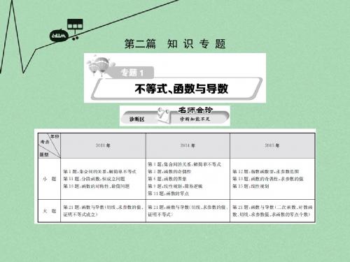 【热点重点难点专题透析】(新课标)2016届高考数学二轮复习 细致讲解专题1 不等式、函数与导数课件 理