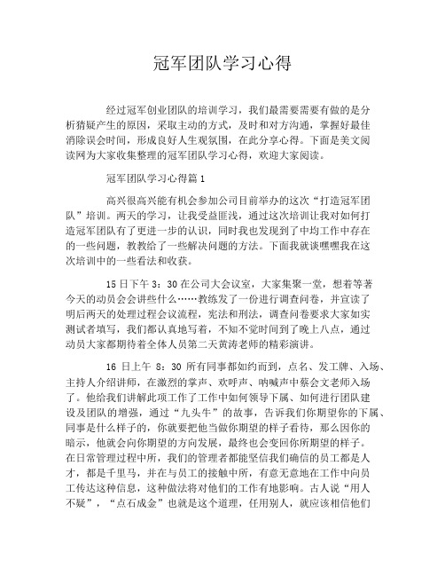 冠军团队学习心得