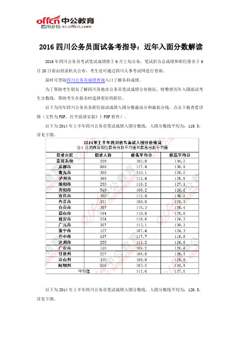 2016四川公务员面试备考指导：近年入面分数解读