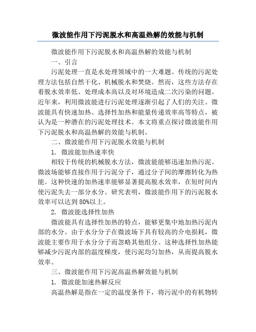 微波能作用下污泥脱水和高温热解的效能与机制