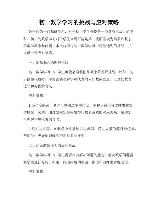 初一数学学习的挑战与应对策略