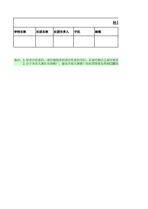 社团合作反馈表