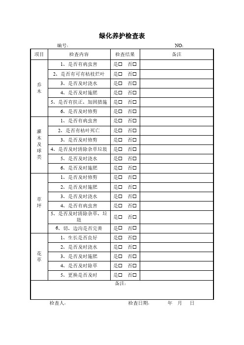 绿化养护检查表模板