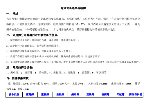 筛分设备选型与结构