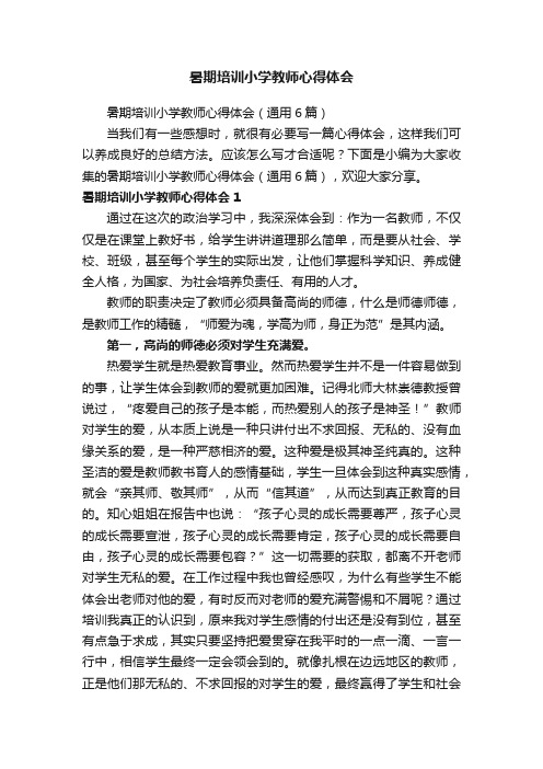 暑期培训小学教师心得体会