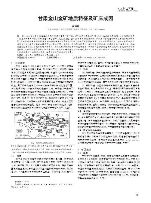 甘肃金山金矿地质特征及矿床成因