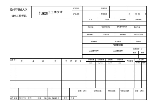 国家标准工序卡片空白模板