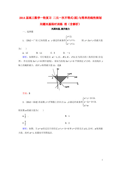 高三数学一轮复习 二元一次不等式(组)与简单的线性规