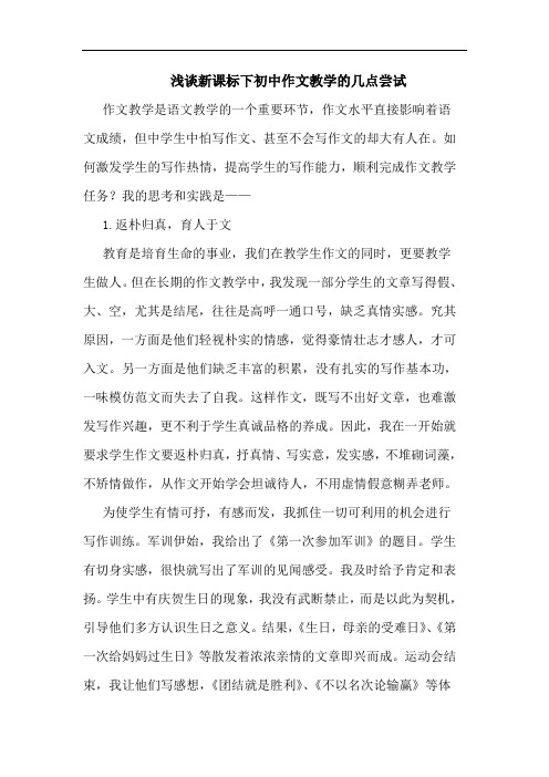 新课标下初中作文教学的几点尝试