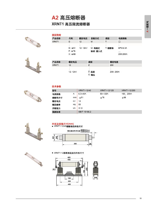 德力西电气 XRNT1 高压限流熔断器产品样本2022年第1版 产品说明书