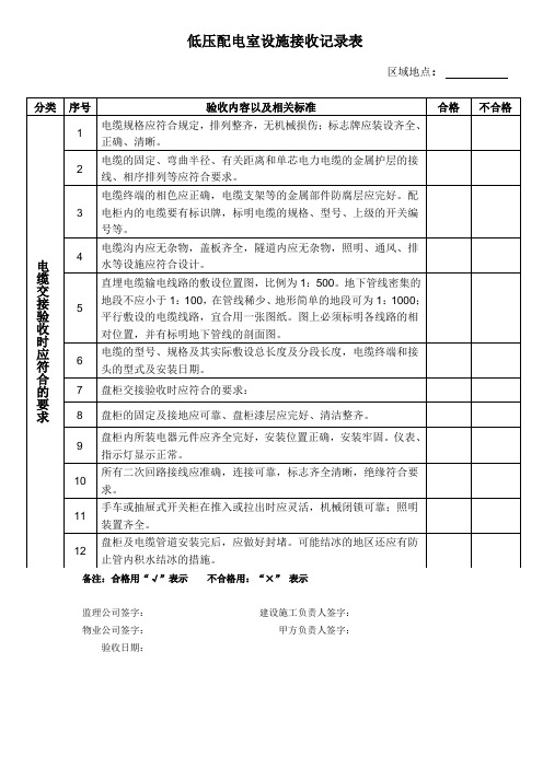 低压配电验收表