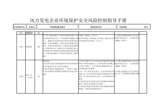 风力发电企业环境保护安全风险控制指导手册