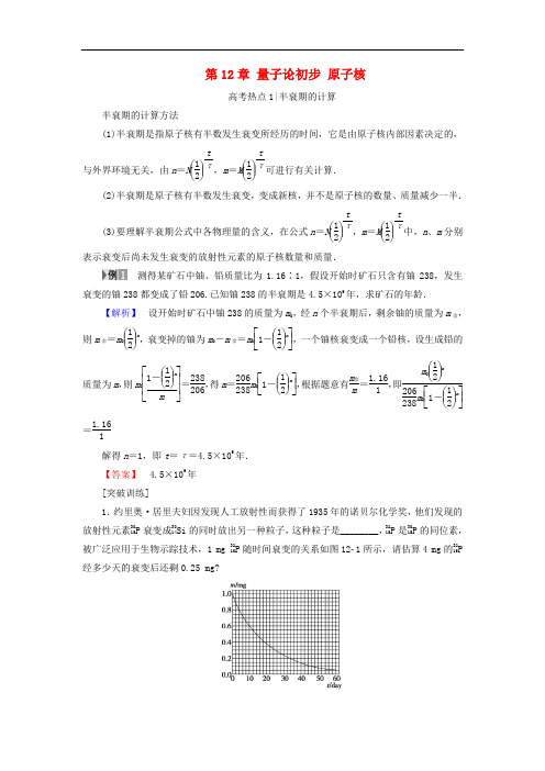 高考物理一轮复习 第12章 量子论初步 原子核章末专题复习