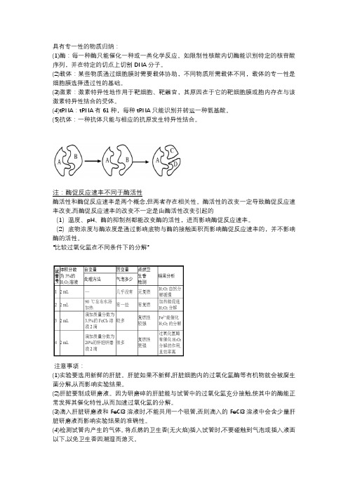 具有专一性的物质归纳