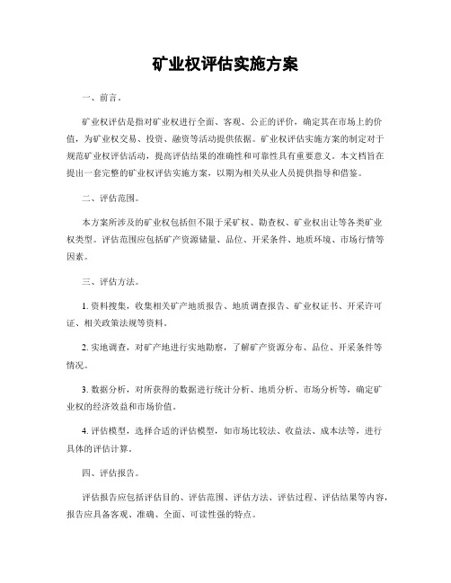 矿业权评估实施方案