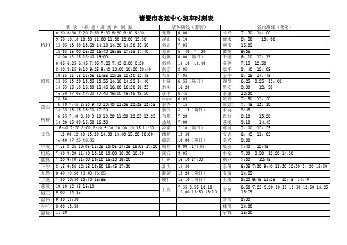 最新版诸暨市客运中心班车时刻表