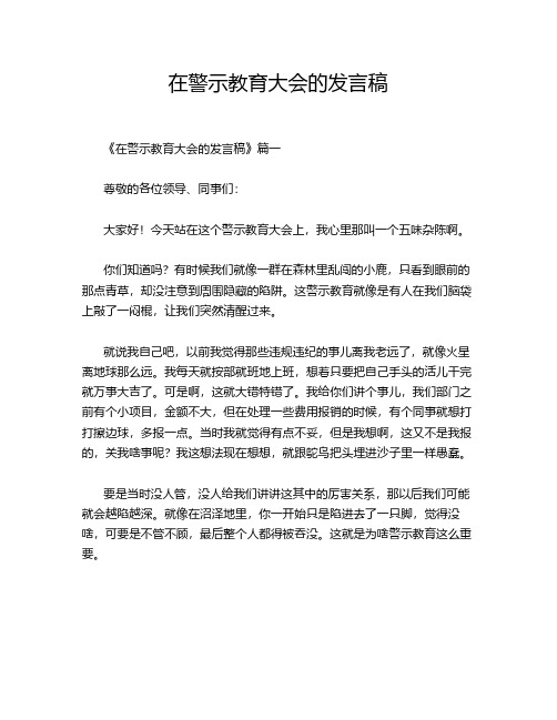 在警示教育大会的发言稿