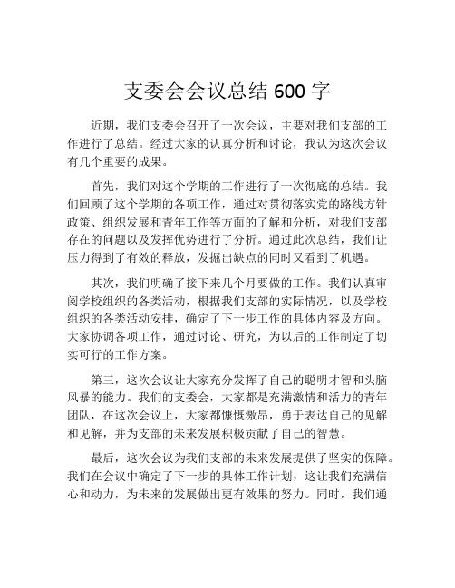 支委会会议总结600字