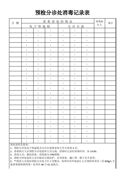 预检分诊处消毒记录表