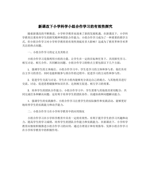 新课改下小学科学小组合作学习的有效性探究