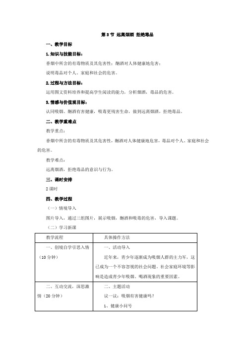 苏科版-生物-八年级下册-8.25.3 远离烟酒 拒绝毒品