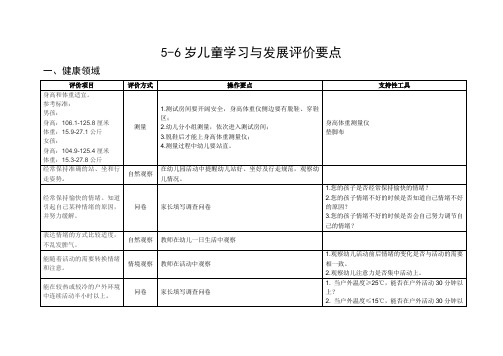 5-6岁儿童学习与发展评价要点