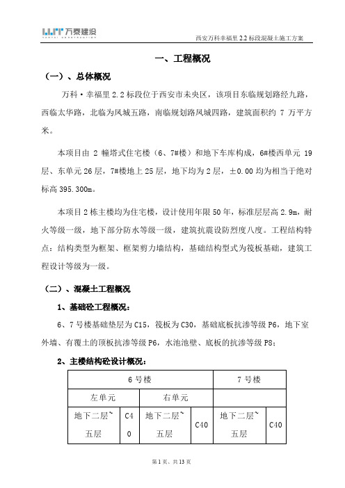 万科幸福里2.2标段砼方案