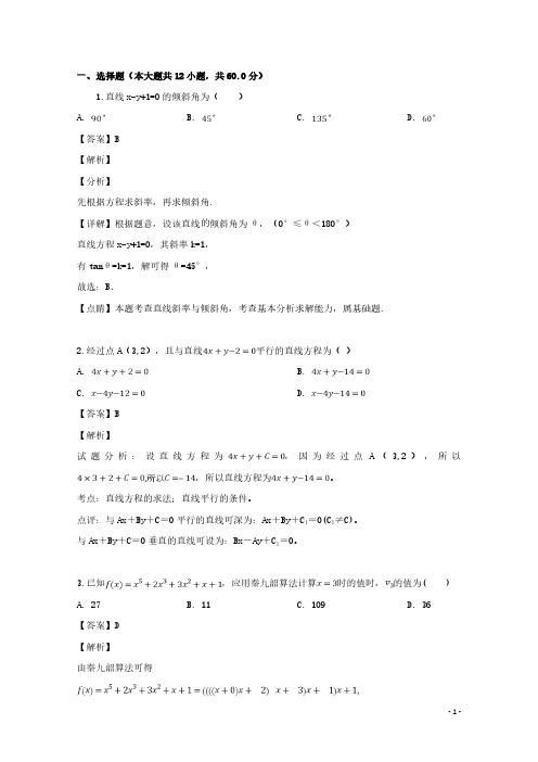 四川省绵阳南山中学2018-2019学年高二数学下学期入学考试试题数学(文)含解析