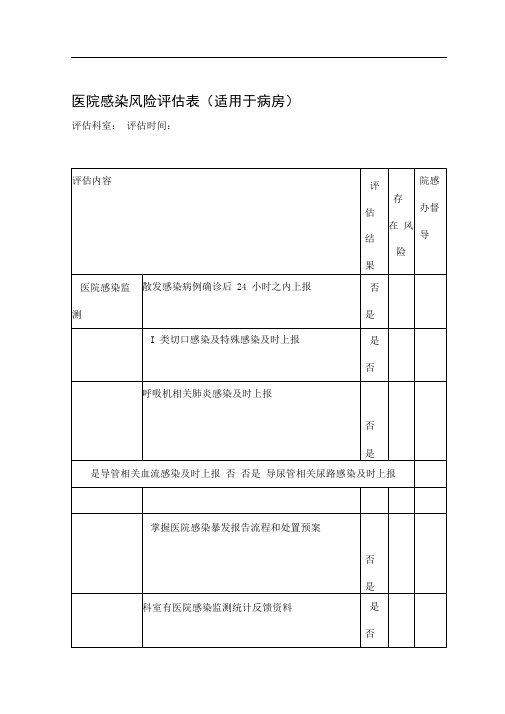 医院感染风险评估表