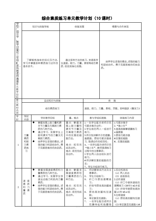 体能训练公开课教案