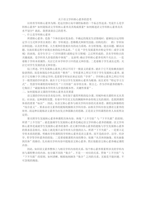 关于语文学科核心素养的思考