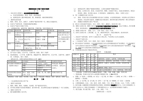 湘教版八年级下册地理复习提纲