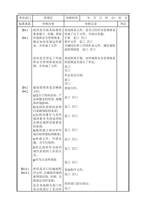 内审检查表 范文