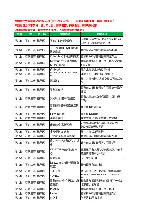 2020新版河北省石家庄市裕华区户外用品工商企业公司商家名录名单联系电话号码地址大全42家