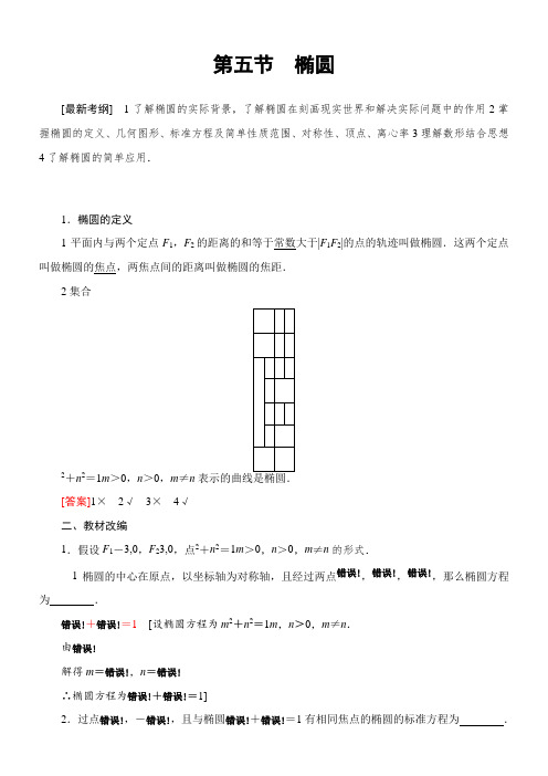 2022年教学教材《2021江苏高中数学一轮学案 椭圆及其性质》优秀教案