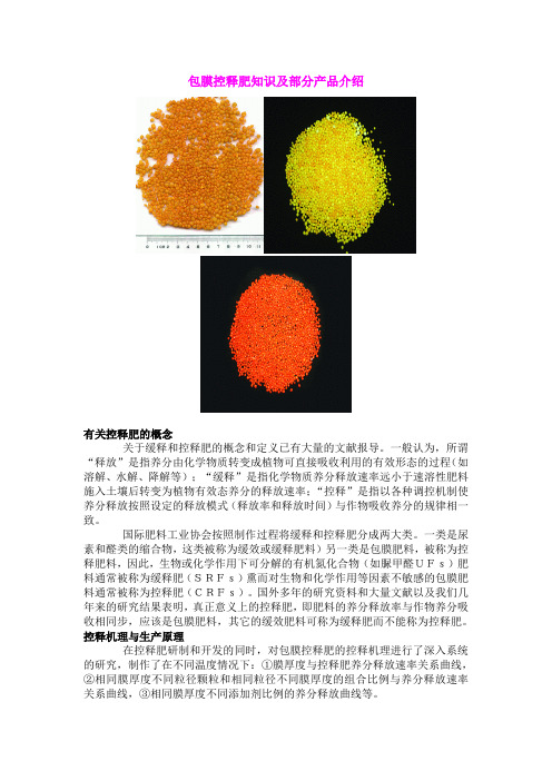 包膜控释肥知识及部分产品介绍