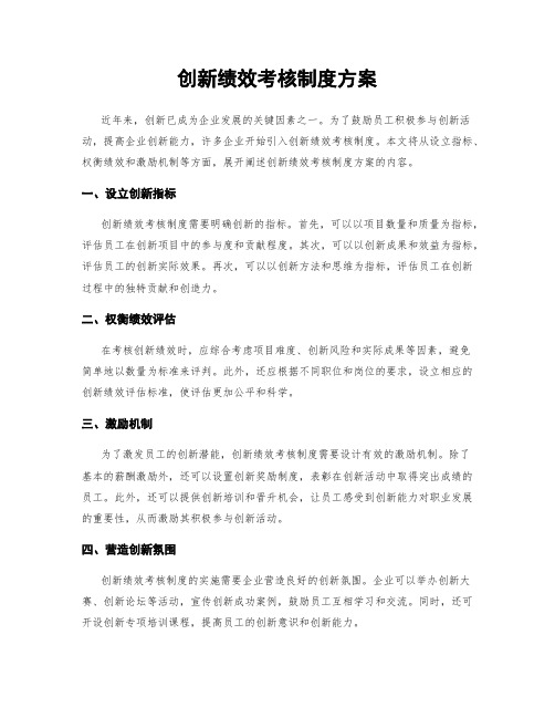 创新绩效考核制度方案