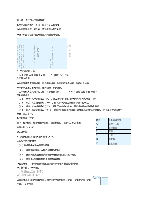 生产运作管理重点