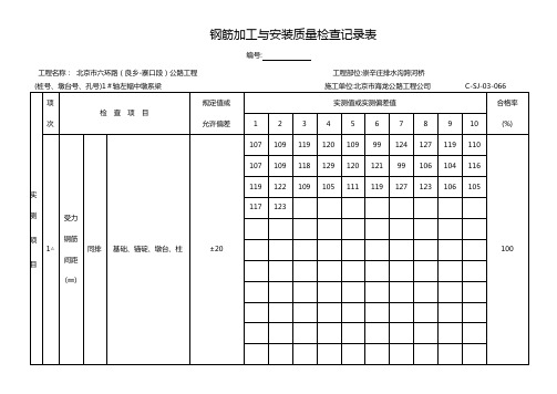 钢筋加工与安装质量检查记录