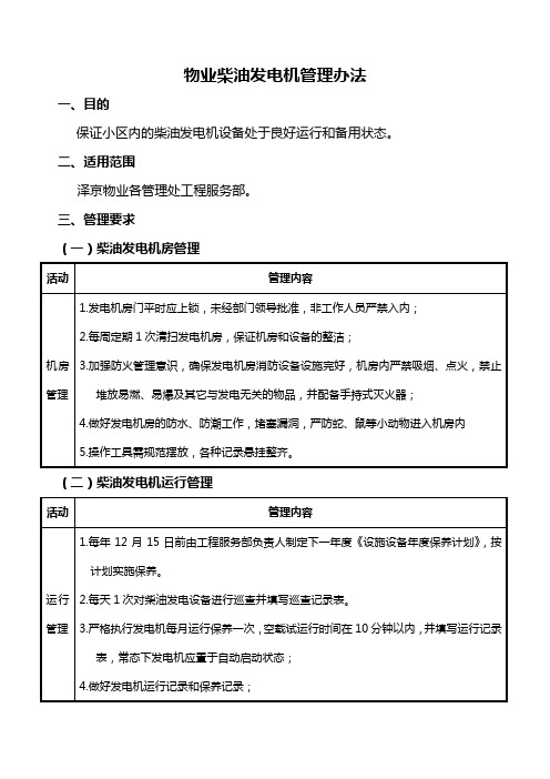 柴油发电机管理办法