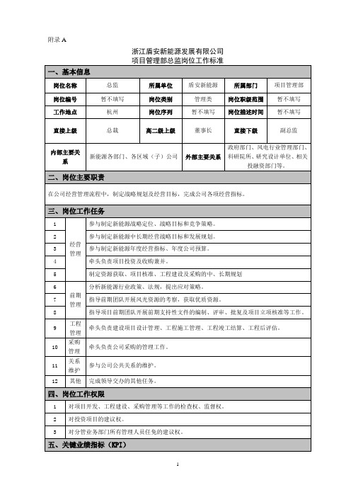 新能源工程项目管理岗位说明书