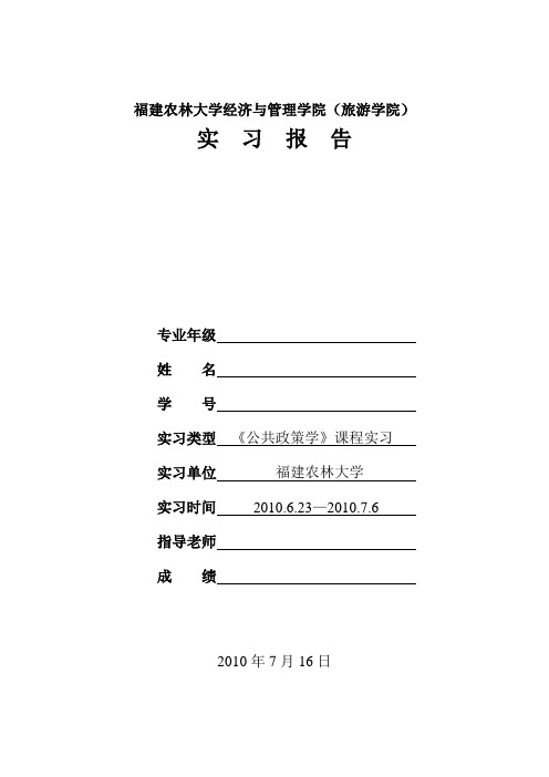 公共政策实习报告