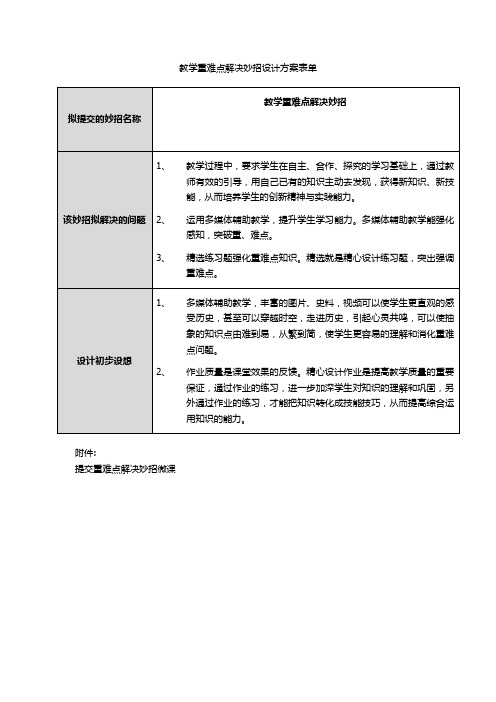 【作业表单】教学重难点解决妙招设计方案表单 (5)