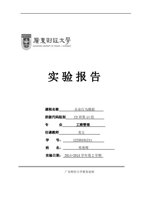 沙盘个人实验报告