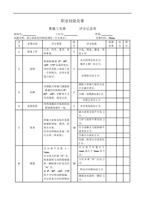 集输工职业技能竞赛评分表(同心度)改(1)